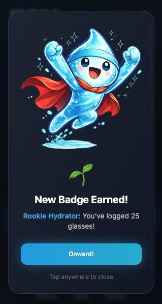 Hydro Hero achievements — earn badges and milestones