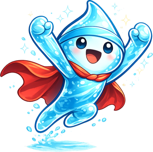 Hydro Hero mascot celebrating